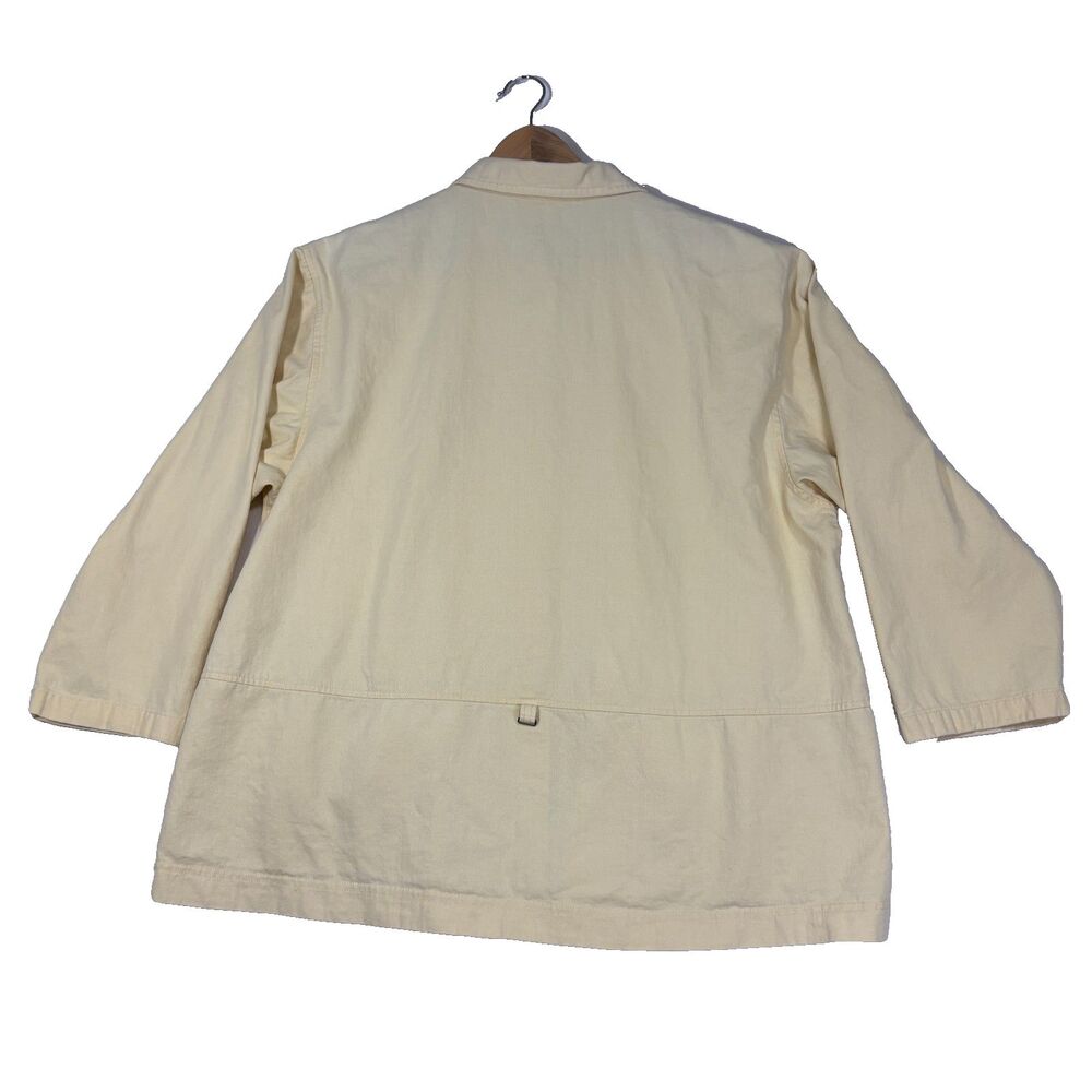 Vtg Nino Wong Womens Jacket Sz 2X Butter Yellow 3/4 Sleeve Cottage Artsy Pockets - Picture 8 of 8